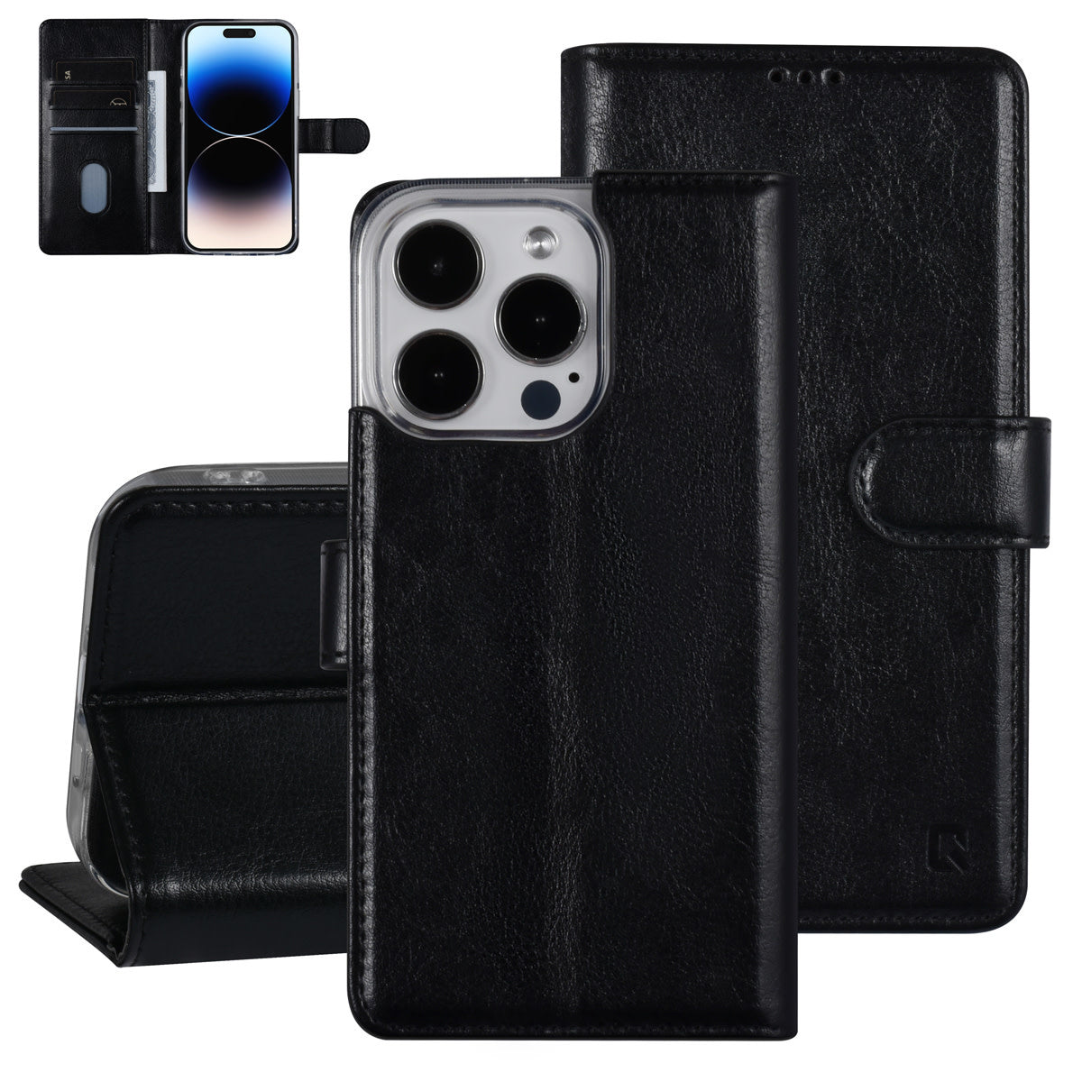 iPhone 14 Pro Lompakkokotelo - Musta