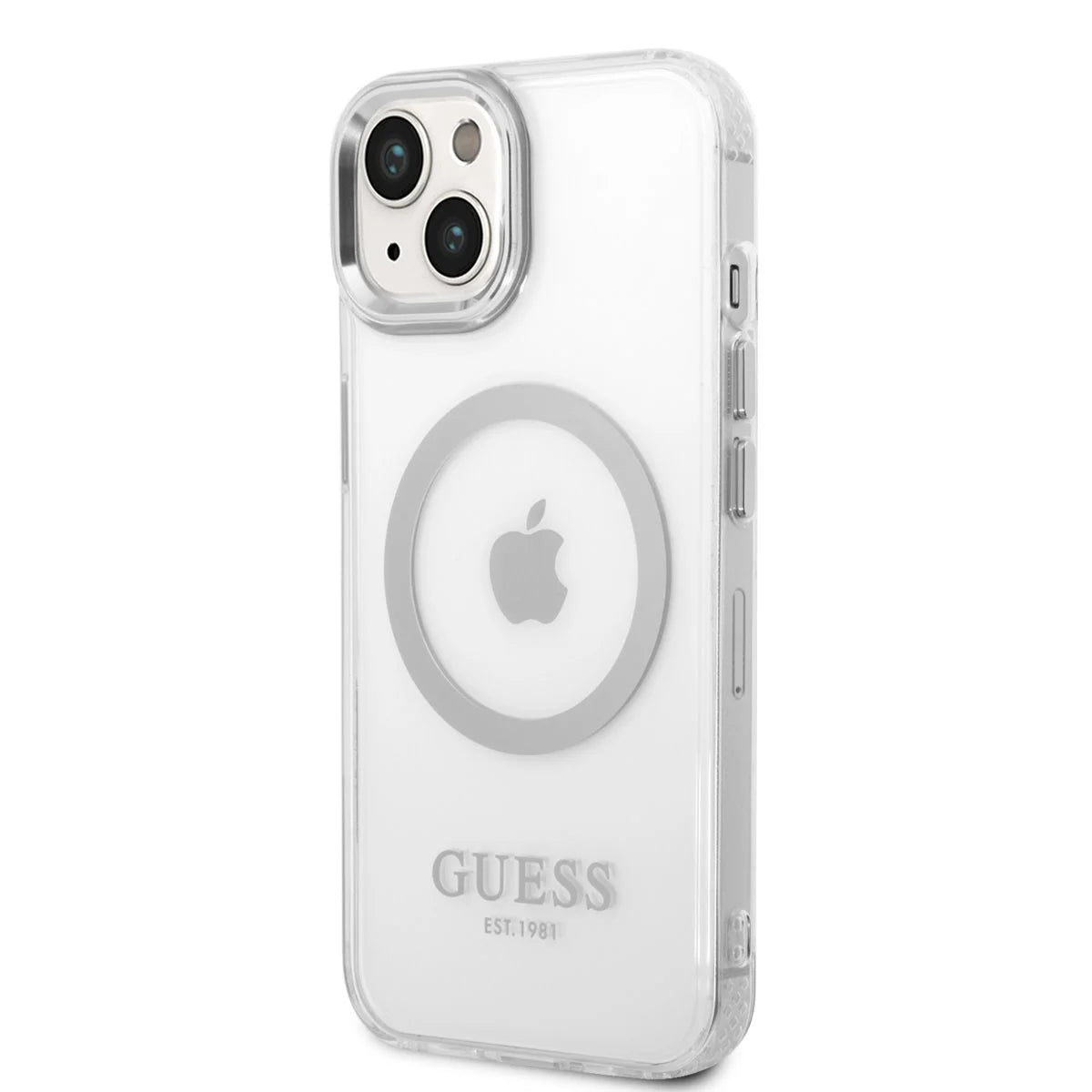 Guess iPhone 14 Plus MagSafe suojakuori - Hopea
